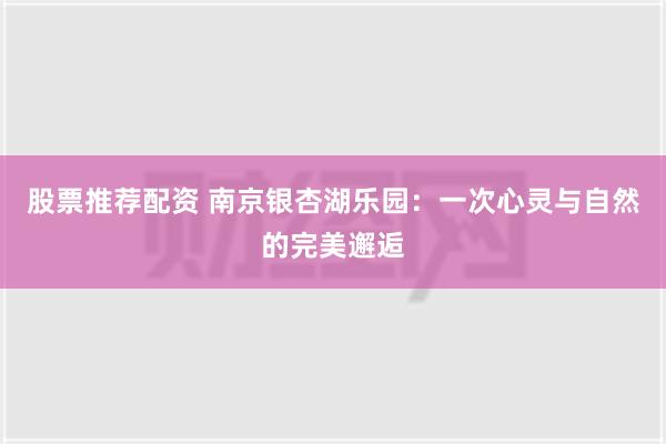 股票推荐配资 南京银杏湖乐园：一次心灵与自然的完美邂逅