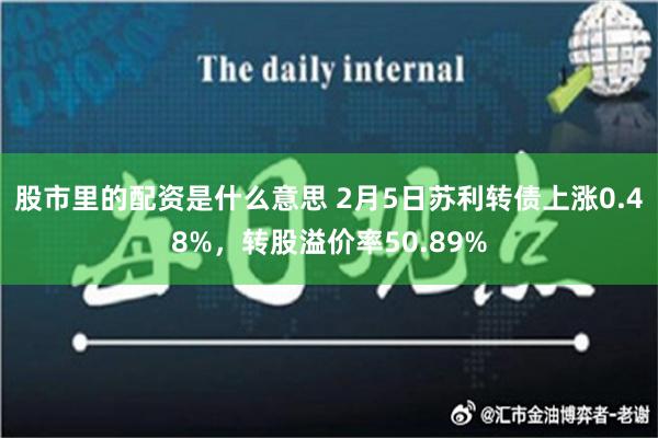 股市里的配资是什么意思 2月5日苏利转债上涨0.48%，转股